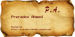 Preradov Ahmed névjegykártya